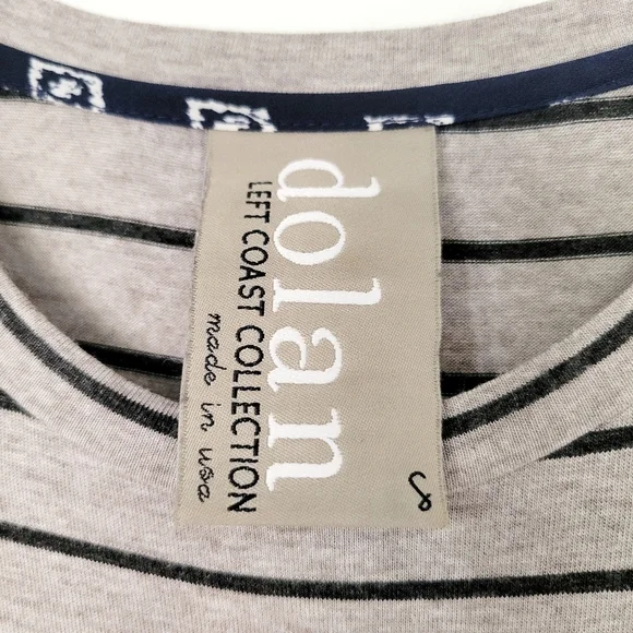 Anthropologie Dolan Small Binny Top Gray Striped Ruffle Shoulder - Picture 9 of 11